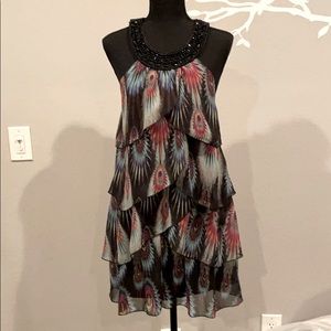 Forever 21 vintage Beaded layered dress Sz M  E5
